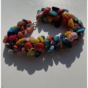 Vintage Artisan Tagua Bracelets Multicolored Beads Bits Women’s Sz 8” Bohemian